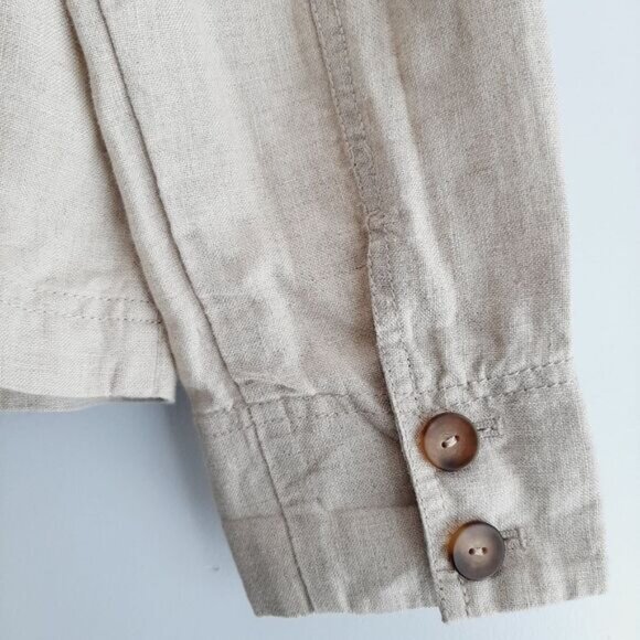 EDDIE BAUER 100% Linen Canvas Button Down Jacket Utility Light Beige Sz L - Picture 11 of 13